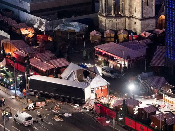Blick auf den Tatort des Anschlags auf den Berliner Breitscheidplatz 2016