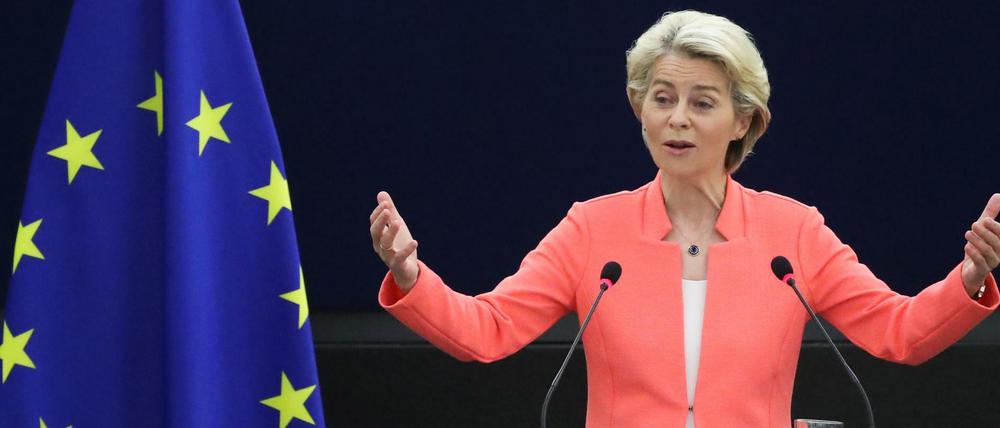 EU-Kommissionschefin von der Leyen hielt ihre zweite „State of the European Union“-Rede in drei Sprachen.
