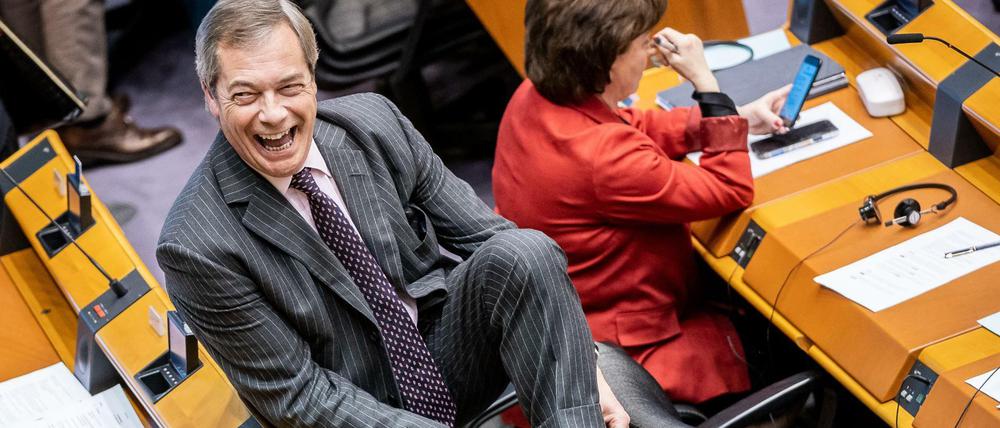 Der Chef der Brexit-Partei, Nigel Farage, am Mittwoch im Europaparlament in Brüssel. 