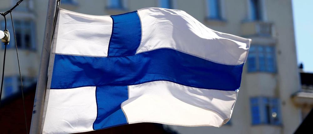Finnische Flagge in Helsinki.