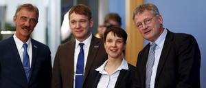 Prekäres Bündnis. André Poggenburg (zweiter von links) und Jörg Meuthen (ganz rechts) trennen Welten. In der Mitte AfD-Vorsitzende Frauke Petry. 
