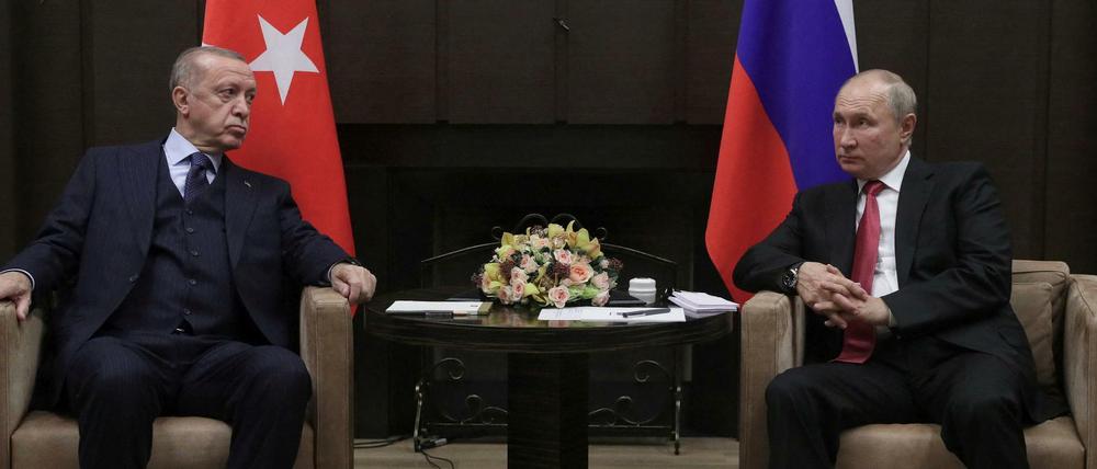 Erdogan und Putin bei einem Treffen in Sochi (Russland) im September 2021. 