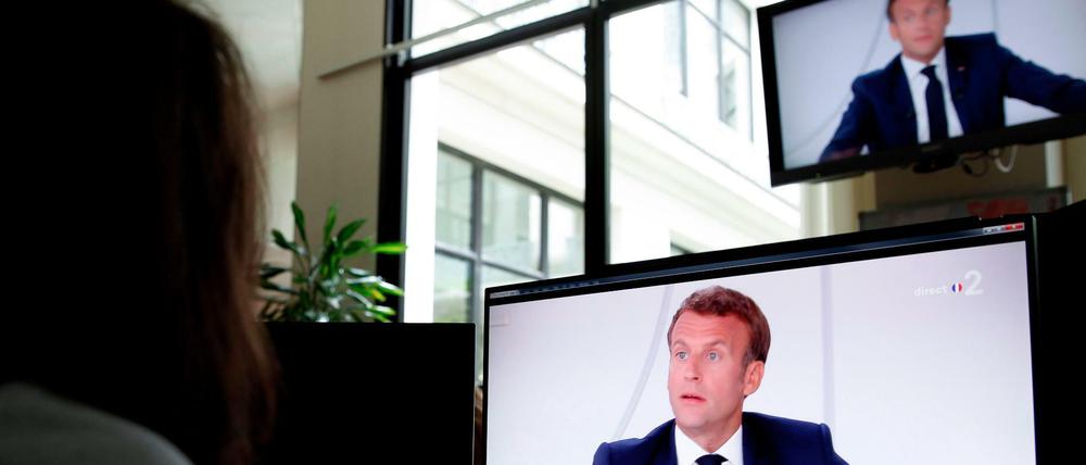 Frankreichs Präsident Emmanuel Macron bei einem TV-Interview zum Nationalfeiertag im vergangenen Juli.