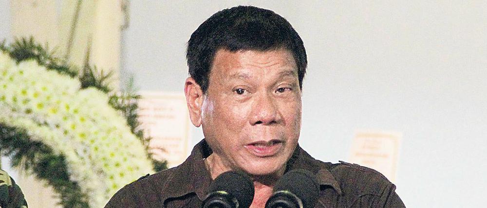 "Wir haben drei Millionen Drogenabhängige. Ich würde sie gerne abschlachten“, sagte Rodrigo Duterte, Präsident der Philippinen 2016.