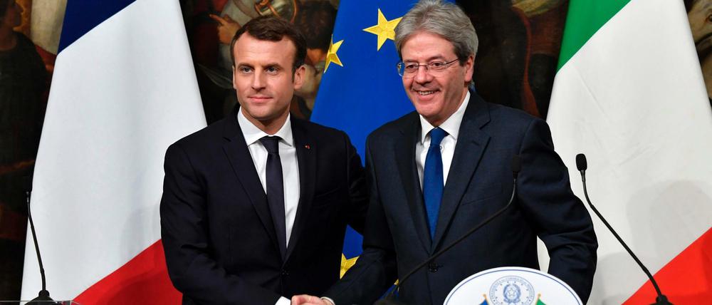 Frankreichs Präsident Emmanuel Macron (l.) und Italiens Premierminister Paolo Gentiloni am Donnerstag in Rom.