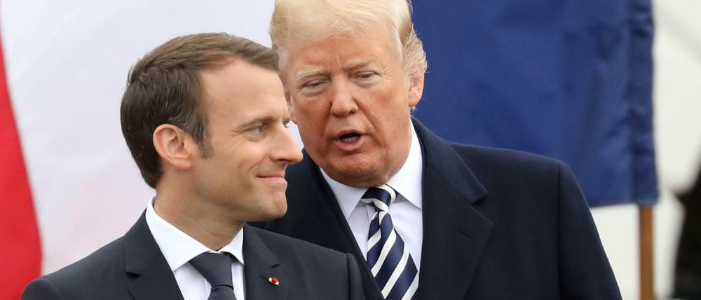 Frankreichs Staatschef Macron (links) und US-Präsident Trump am Dienstag vor dem Weißen Haus.