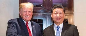 Der chinesische Präsident Xi Jinping (r) und sein US-amerikanischen Amtskollegen Donald Trump die Hand wollen vorerst keine neuen Strafzölle verhängen.