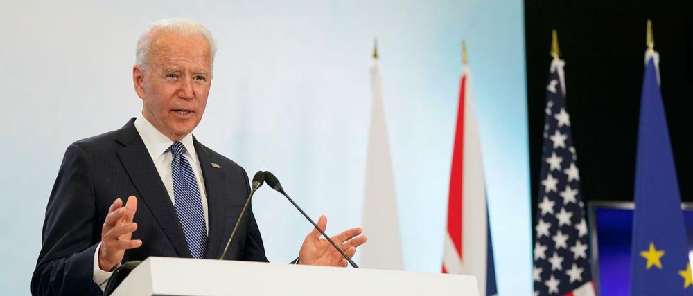 Joe Biden auf einer Pressekonferenz nach Abschluss des G7-Gipfels.