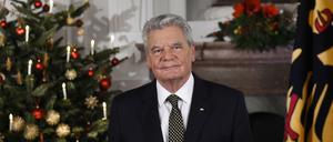 Bundespräsident Joachim Gauck bei der Aufzeichnung seiner Weihnachtsansprache in Schloss Bellevue.