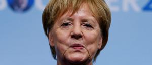 Kanzlerin Angela Merkel bei einer Wahlkampfveranstaltung im hessischen Dieburg. 