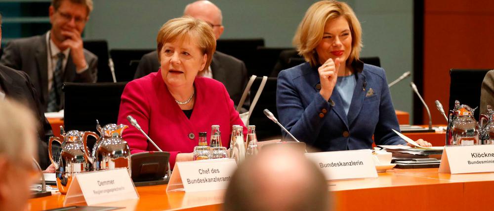 Bundeskanzlerin Angela Merkel und die Landwirtschaftsministerin Julia Klöckner beim „Agrargipfel“. 