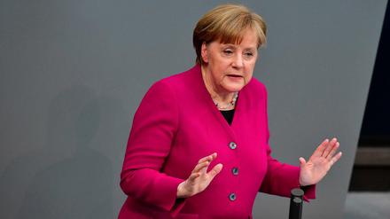Während ihrer Regierungserklärung: Bundeskanzlerin Angela Merkel. 