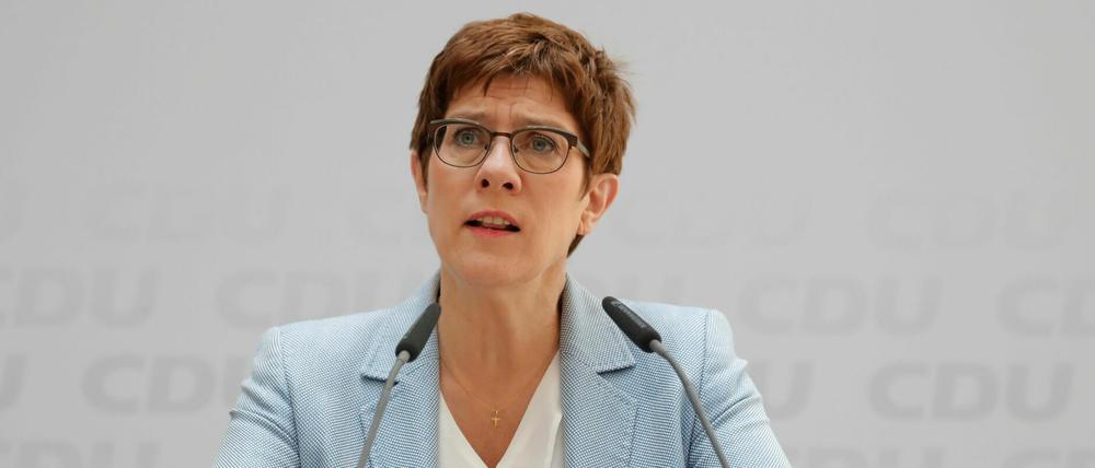 Die CDU-Vorsitzende Annegret Kramp-Karrenbauer nach der CDU-Präsidumssitzung.
