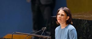 Außenministerin Annalena Baerbock spricht vor der UN-Vollversammlung.