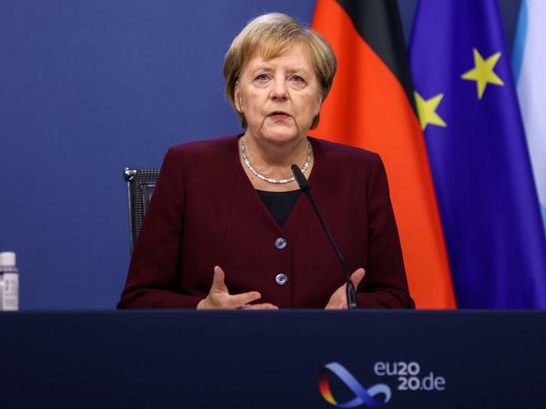 Bundeskanzlerin Angela Merkel (CDU) beim EU-Gipfel in Brüssel.