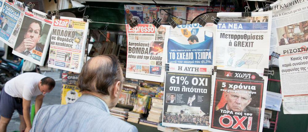 Die Zeitungen kennen am Montag nur ein Thema: das Nein der Griechen zur Sparpolitik.