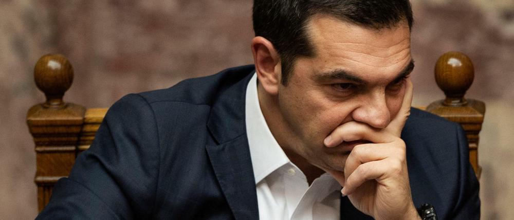 Der griechische Ministerpräsident Alexis Tsipras während einer Parlamentssitzung. 