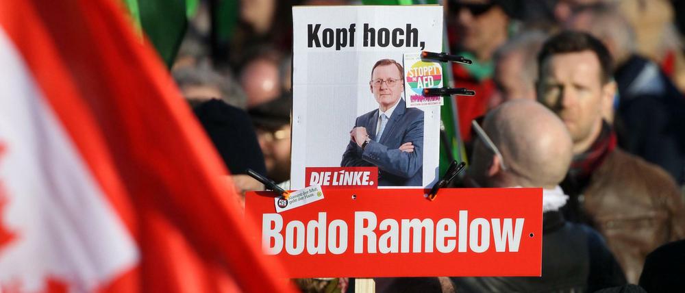 Unterstützung für Bodo Ramelow bei einer Demo am Samstag in Erfurt.