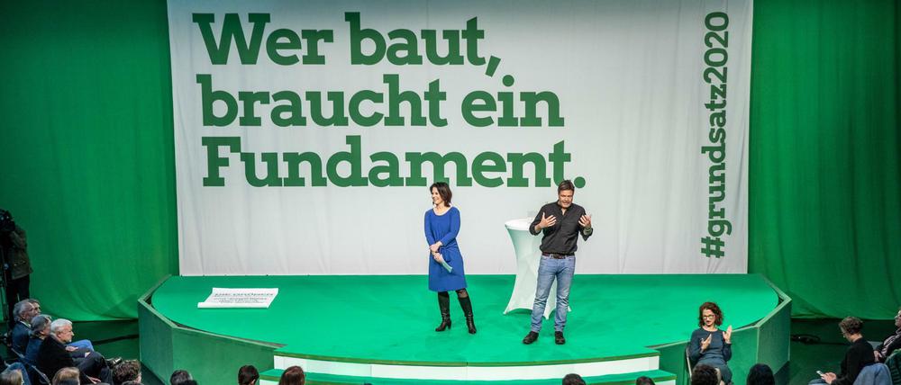 Die Grünen-Chefs Annalena Baerbock und Robert Habeck beim Grundsatzkonvent.