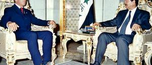 Denkwürdige Begegnung. Jörg Haider besuchte im Jahr 2002 drei Mal den irakischen Diktator Saddam Hussein. "Ein sehr interessanter Gesprächspartner", fand er.