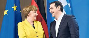 Friede, Freude, Händeschütteln: Alexis Tsipras und Angela Merkel bemühten sich beim Berlin-Besuch um versöhnliche Gesten.