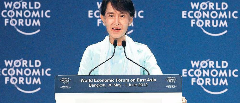 Stimme des Volkes. Die Friedensnobelpreisträgerin Suu Kyi bei ihrer ersten Auslandsreise seit 1988.
