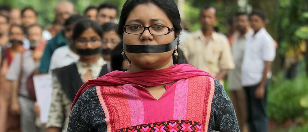Stiller Protest: In Kalkutta demonstrieren Frauen gegen sexuelle Gewalt.