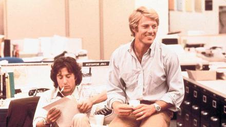 Dustin Hoffman als Carl Bernstein und Robert Redford als Bob Woodward in dem Film "Die Unbestechlichen".