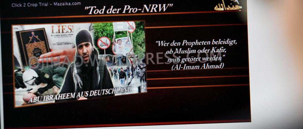 Mordaufruf im Internet. Im Jahr 2012 verfasste Yassin Chouka unter seinem Kampfnamen Abu Ibraheem dieses Hetzpamphlet gegen Mitglieder der rechtsextremen Partei Pro NRW.