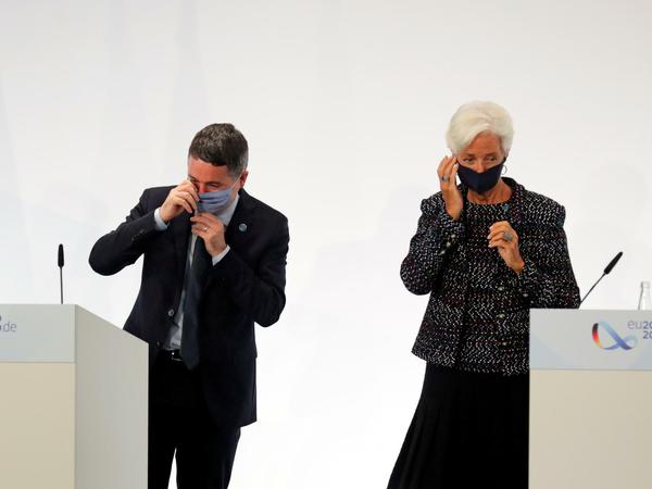 Irlands Finanzminister Paschal Donohoe und EZB-Präsidentin Christine Lagarde am Freitag in Berlin.