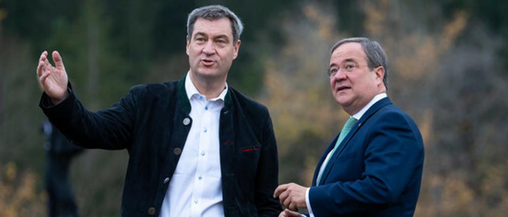 Wer führt, wer wird geführt? Markus Söder und Armin Laschet (CDU) kämpfen noch um die Kanzlerkandidatur.