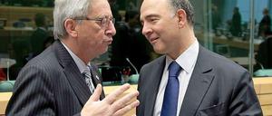 Lieber erst einmal ins Hotel. EU-Kommissionschef Jean-Claude Juncker (links) und Währungskommissar Pierre Moscovici.