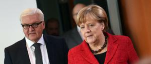 Außenminister Frank-Walter Steinmeier (SPD) und Kanzlerin Angela Merkel (CDU) bei einer Kabinettssitzung. 