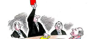 Karikatur: Die rote Karte für Hoeneß