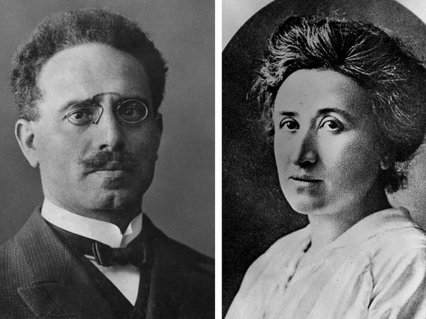 Eine Revolutionärin, die nicht ins Deutungsmuster Hedwig Richters passt: Rosa Luxemburg; links ihr Mitstreiter Karl Liebknecht. 
