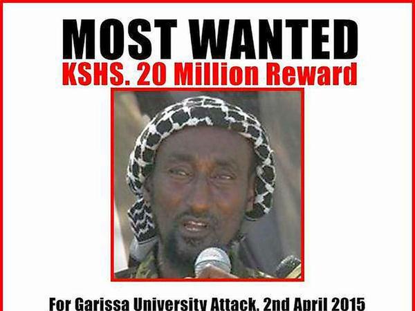 Mit diesem Fahndungsaufruf sucht die kenianische Regierung nach Mohamed Kuno, der unter einem halben Dutzend Namen firmiert. Er soll der Drahtzieher des Terrorangriffs auf die Universität in Garissa sein. 