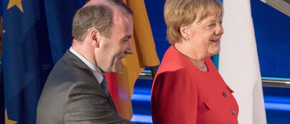 Bundeskanzlerin Angela Merkel (CDU) und EVP-Fraktionschef Manfred Weber (CSU).