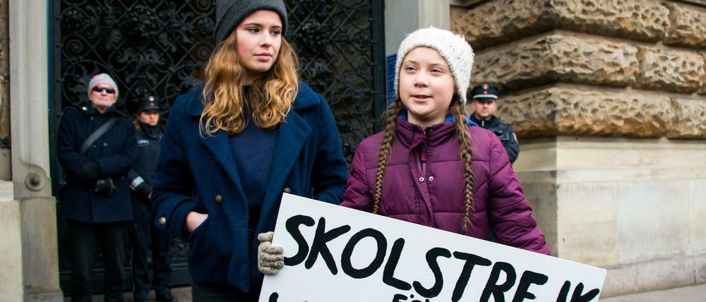 Die schwedische Klimaaktivistin Greta Thunberg und ihre deutsche Verbündete Luisa Neubauer in Hamburg.