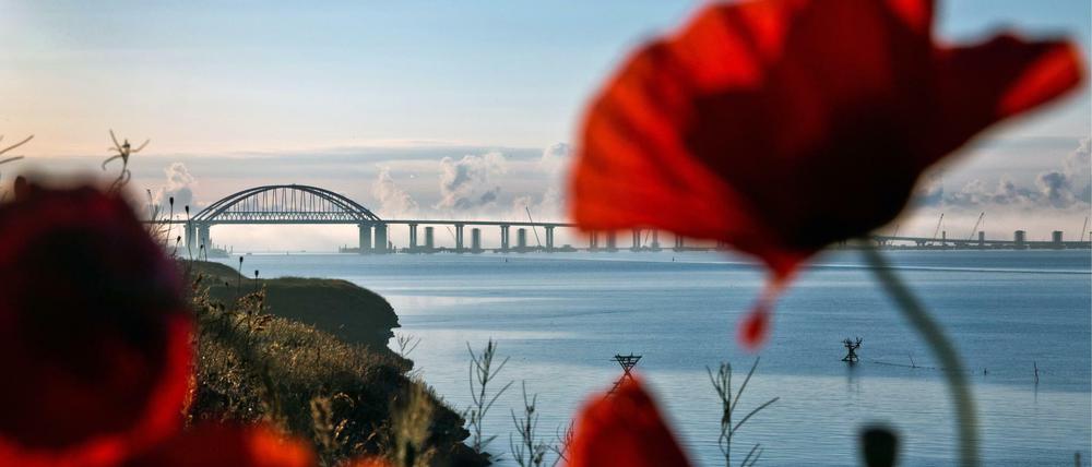 Eine 19 Kilometer lange Brücke zwischen Russland und der annektierten Krim überspannt die Meerenge von Kertsch.