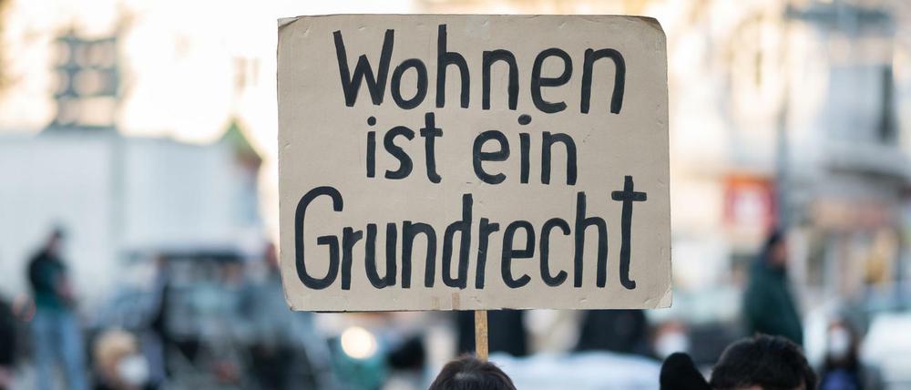 Protest gegen das Urteil zum Berliner Mietendeckel am 15. April 2021 in Hamburg