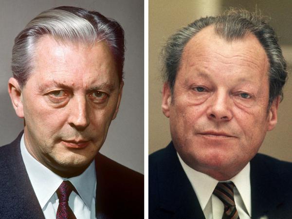 Die erste große Koalition: Bundeskanzler Kurt Georg Kiesinger (CDU, links) und Außenminister Willy Brandt (SPD).