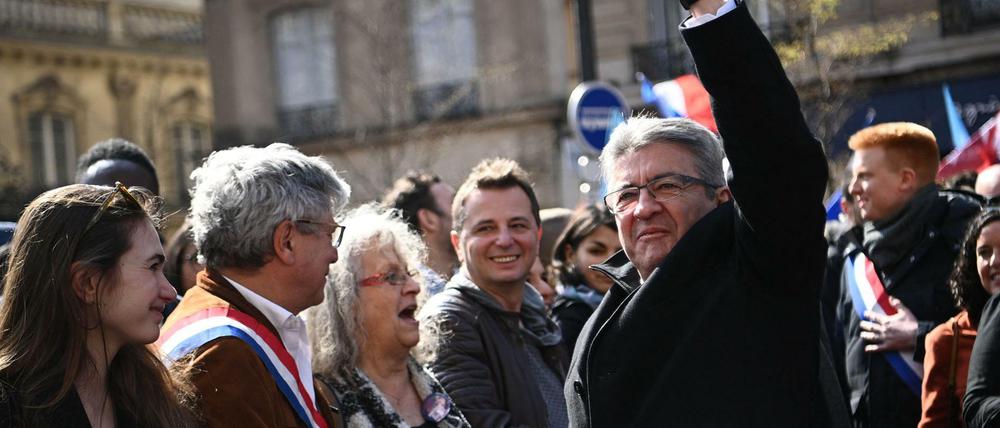 Voller Hoffnung: Der linke Präsidentschaftskandidat Jean-Luc Mélenchon am 20. März in Paris.