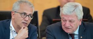 Schwarz-Grün in Hessen: Wirtschaftsminister Tarek Al-Wazir (Grüne) und Ministerpräsident Volker Bouffier (CDU)