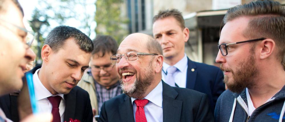 Der SPD-Vorsitzende Martin Schulz bei einer Wahlkampfveranstaltung der SPD in Hildesheim (Niedersachsen)