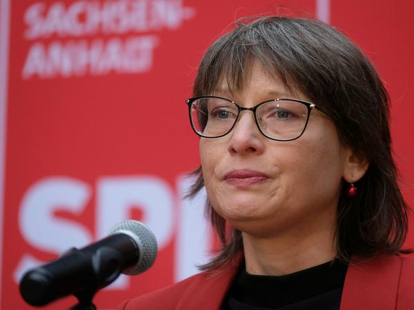 Das Gesicht der Niederlage: Die SPD-Spitzenkandidatin in Sachsen-Anhalt, Katja Pähle, am Abend der Wahl. 