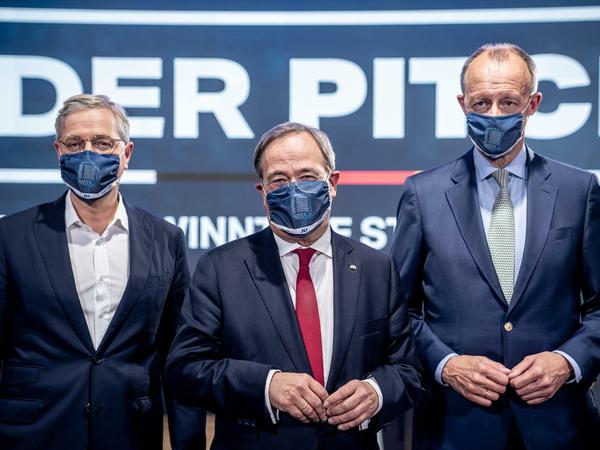 Die drei Kandidaten für den Bundesvorsitz der CDU, Norbert Röttgen, Armin Laschet, Friedrich Merz. Laschet gewann. 