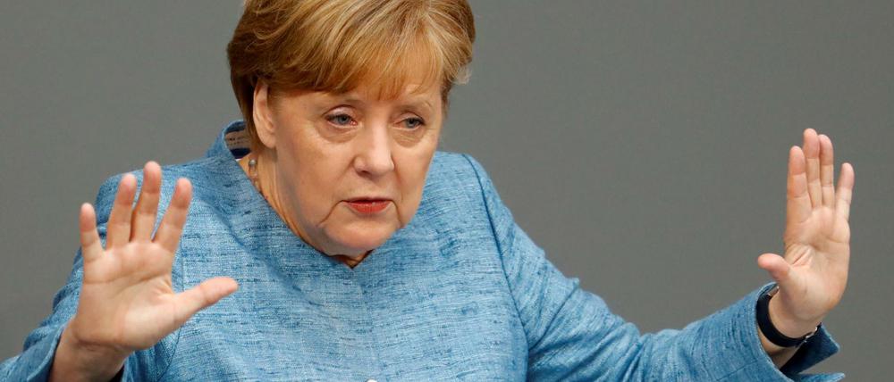 Bundeskanzlerin Merkel bei der Generaldebatte am Mittwoch im deutschen Bundestag.