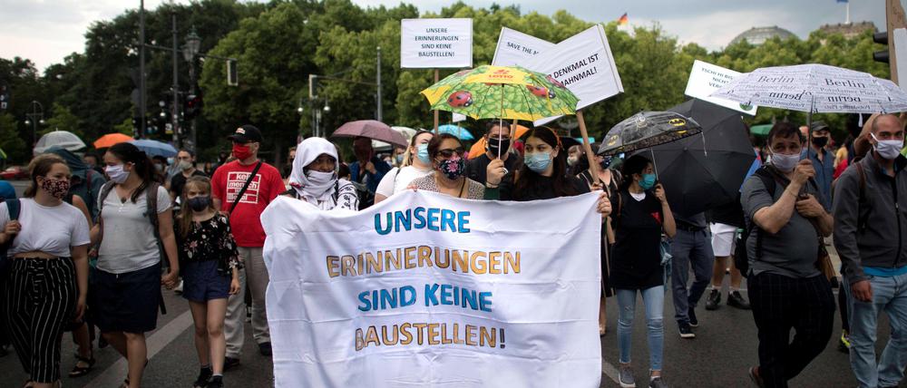 Protest gegen den S-Bahn-Bau im Sommer 2020 im Berliner Tiergarten