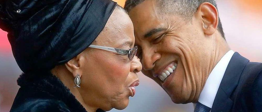 Winnie Madikizela-Mandela, Ex-Frau von Nelson Mandela, und Barack Obama, amtierender Präsident der USA.