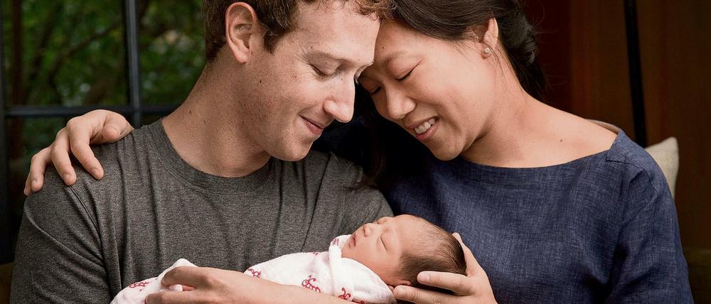 Keine heilige Familie: Facebook-Erfinder Mark Zuckerberg mit Frau und Kind.